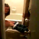 Some friends invade the bathroom as Amanda tries to take a shit while sitting on a toilet. No audible pooping sounds.